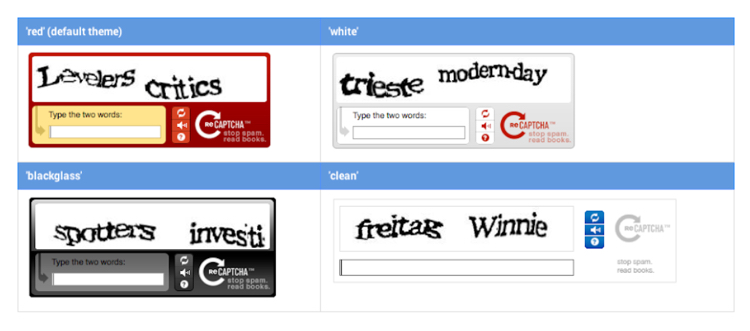 versioner af reCAPTCHA med wobbly tekst, som du skal indtaste